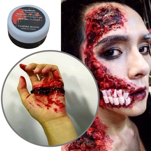 30g halloween maquiagem vampiro falso sangue realista alimentos colorindo  falso sangue plasma artificial cosplay festa rosto pintura corporal -  AliExpress